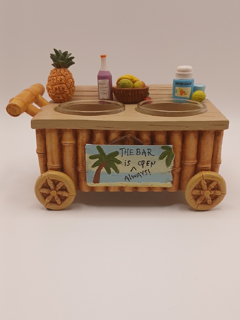2012 Yankee Candle Double Tea Light Holder Tiki Bar Cart- Retired